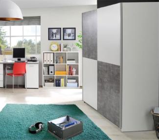 Schwebetürenschrank Kleiderschrank weiß beton lichtgrau 170cm