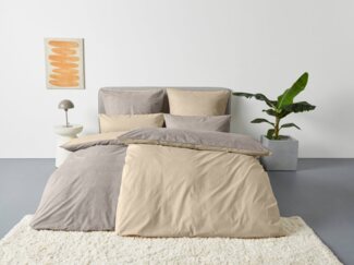 Bruno Banani Wendebettwäsche Merlin in Gr. 135x200 oder 155x220 cm, Linon, 2 teilig, Baumwollbettwäsche, Leinen-Look in Melange-Optik