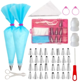 Intirilife Spritztüllen, Edelstahl, (Set, 52-tlg, Spritztüllen mit verschiedenen Aufsätzen), 52-teiliges Spritzbeutel Set mit Aufbewahrungsbox 19.5 x 14 x 3.5 cm