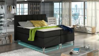Basilio LED 180x200, Box Springs mit Beleuchtung, Schwarz