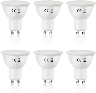 ZMH 6er-Pack GU10-LED-Lampen, Kaltweiß, 6 W, 5000 K, Lampe ersetzt 60-W-Glühbirnen, 110° Abstrahlwinkel, Energiesparreflektor