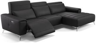 Sofanella Eckcouch BELLA Leder Wohnlandschaft Sofa in Schwarz XL: 314 x 163 Breite x 100 Tiefe