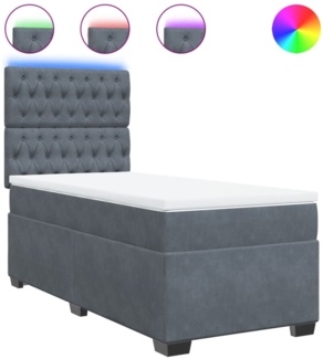 vidaXL Boxspringbett mit Matratze Dunkelgrau 90x190 cm Samt 3293093