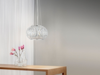 Kugel Pendelleuchte CONCERT Chrom mit Glas Kristallen, Ø 45cm