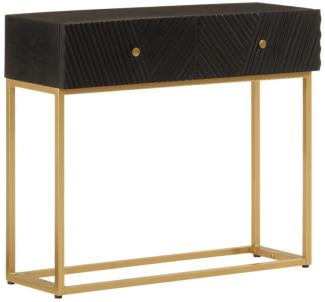 vidaXL Konsolentisch Schwarz 90x30x76 cm Massivholz Mango und Eisen 372028