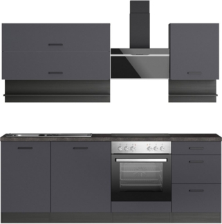 KOCHSTATION Küchenzeile KS-Frieda Breite 220 cm, wahlweise mit E-Geräten, mit 38mm starker Arbeitsplatte