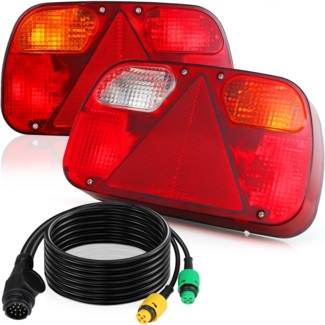 TLGREEN Anhänger-Rückleuchte 13 polig 12V Anhängerbeleuchtung Rücklichter mit 7 Funktionen, für PKW LKW Boot Wohnwagen Transporter