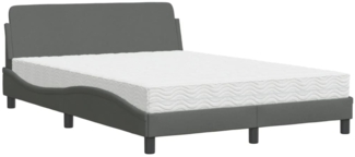 vidaXL Bett mit Matratze "Dover" Dunkelgrau 140x190 cm Stoff 3208385