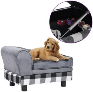 vidaXL Hundesofa Grau 57x34x36 cm Plüsch 170940