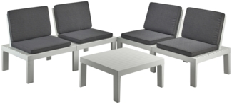 Dmora Outdoor-Lounge-Set Ermes, Gartenkomposition mit 4 Sitzen mit Rückenlehne und 1 Multifunktionsmodul, Lounge mit Kissen, 100 % Made in Italy, Weiß