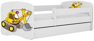 Raumhirsch Furniture Kinderbett 70x140, 80x160, 80x180 cm - Komplettset mit Matratze & Schublade (Bett für Mädchen, Einzelbett für Kinder von 2-12 Jahren, Rausfallschutz und Lattenrost), verschiedene Farben & Designs