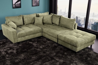 riess-ambiente Ecksofa KENT 220cm grün · Couch aus Cord in L-Form inkl. Hocker mit Federkern, Einzelartikel 1 Teile, Wohnzimmer · Wohnlandschaft · Eckcouch · flexible Ottomane · Modern