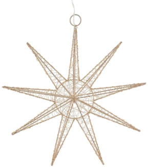 ECD Germany LED Stern Weihnachtsstern Weihnachten Schneeflocke Weihnachtsdeko Fensterdeko, LED 30cm warmweiß Gold batteriebetrieben Metall mit Timer