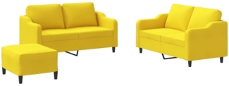 vidaXL 3-tlg. Sofagarnitur mit Kissen Hellgelb Stoff 3201815