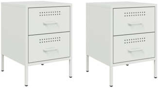 vidaXL Nachttische 2 Stk. Weiß 36x39x50,5 cm Stahl 842933