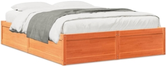 vidaXL Massivholzbett ohne Matratze Wachsbraun 140x200 cm Kiefernholz 3282377