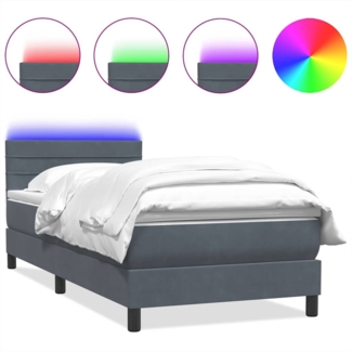 vidaXL Boxspringbett mit Matratze Dunkelgrau 80x210 cm Samt 3316954
