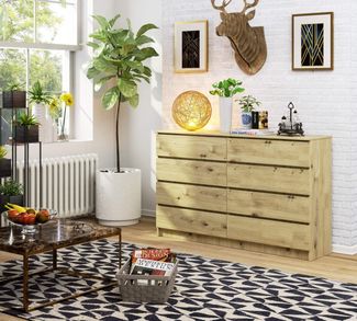 Raumhirsch Furniture Kommode mit 8 Schubladen 160 cm breit Holz Schrank, (viele Farbvarianten - Maße: 160 x 90 x 40cm) - Hochwertig & stabil