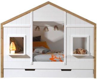 Landhausbett Kamilah 210x106x169 Massivholz+MDF Oak/Weiß
