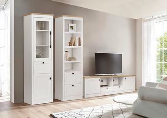 OTTO home Vitrine Rigny aus MDF, mit Holz-Zierleiste, schwarzem Metallgriff