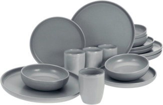 CreaTable Kombiservice Uno (16-tlg), 4 Personen, Steinzeug, seidenmatte Oberfläche, jedes Stück ein Unikat