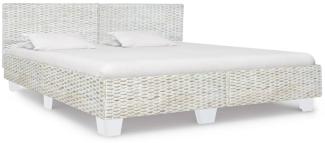 vidaXL Bett Grau Natur Rattan 180x200 cm 283093