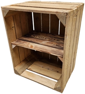 Teramico Holzkiste Obstkiste Vintage Natur mit Zwischenbrett 50 x 40 x 30 cm, Vintage Obstkiste