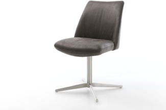 Drehstuhl Elso-Flex Mikrofaser Anthrazit Vintage Fußkreuz Edelstahl 360° drehbar Taschenfederkern