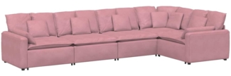 vidaXL Modulares Sofa mit Kissen Samt Rosa 3321331