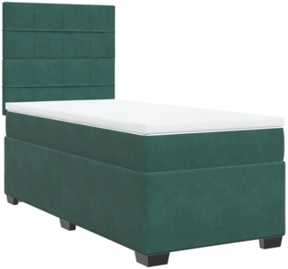 vidaXL Boxspringbett mit Matratze Dunkelgrün 90x190 cm Samt 3290789