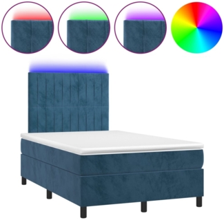 vidaXL Boxspringbett mit Matratze & LED Dunkelblau 120x200 cm Samt 3136237