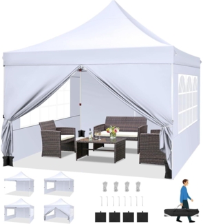 Faltpavillon 3x3m Wasserdicht Stabil Winterfest Gartenpavillon