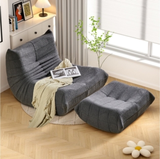 HAUSS SPOLE Sitzsack Lazy Sofa Sitzsack mit Fußhocker, Teddystoff Grau, für Wohnzimmer (2 St)