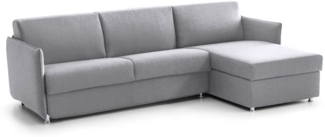 Dmora Sofa mit Halbinsel Posina, Ecksofa für Wohnzimmer, gepolstert, abnehmbarer Bezug, 100 % Made in Italy-Qualität, 260x160 h90 cm, Grau