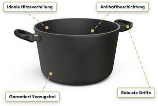 Hoffmann Germany Kochtopf Suppentopf Fleischtopf Aluguss Ø 28 cm – Made in Germany, Aluguss (1-tlg, 1x Kochtopf Ø 28 cm), Antihaft, backofenfest bis 240°C, Induktion, 7,5 l