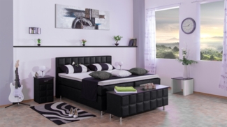 Meisterbetten Boxspringbett Peru 200x220 in MS-Black, Matratzenbezug Nano, Komfortschaum-Topper