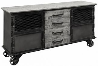 Sideboard Mango 153 x 40 x 80 grau lackiert HEAVY INDUSTRY #153