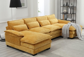 LVHOM Loungesofa 261 x 134 x 82 cm (LxBxH), frei Kombination, 4-6 Personen, inkl. 4 Polster als Geschenk, Polsterecke/Relaxliege/Chaiselongue/Big-Sofa, Modernes 4-Sitzer-Sofa, Max. 6 Personen, U-förmiges Sofa, luxuriösem Chenille-Stoff, ergonomischer Rücke...