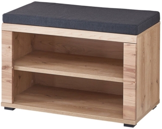 Garderobenbank Sonos , Echtholz, Holzwerkstoff, Polyester , Schwarz, Holzfarben , 80 x 53 x 40 cm