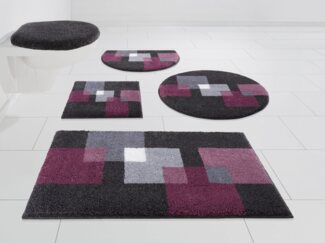 Grund Badematte Paxos, Höhe 20 mm, rutschhemmend beschichtet, fußbodenheizungsgeeignet, strapazierfähig, Polyacryl, rund, geometrisches Design, modern, flauschig, softer Flor, Made in Europe