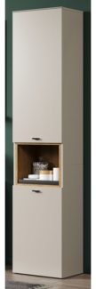 Badezimmer Hochschrank Sao Paulo in Sand und Eiche 40 x 186 cm