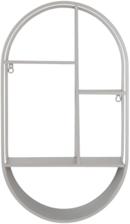 Wandregal, oval, Stahl, cool grey, 35 x 15 x 60 cm