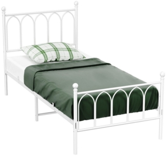 HAUSS SPOLE Metallbett 90x200 cm mit Lattenrost für Schlafzimmer ohne Martatze Weiß