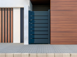 Vente-unique - Gartentor Flügeltor - 103 x 166 cm - durchbrochen - Aluminium - Anthrazit - PRIMO