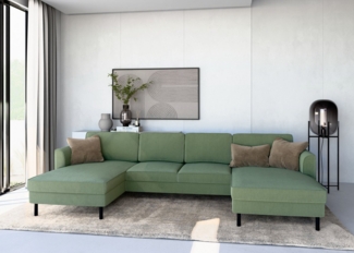 Home affaire Wohnlandschaft Booster Couch wahlweise mit Schlaffunktion und Bettkasten-auch in Cord, Sofa in U-Form, Breite 305 cm