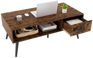 COSTWAY Couchtisch, mit Schublade, Stauraum, Sofatisch Holz 109x55x39,5cm Schwarz