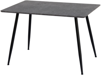 Esstisch Tischplatte mit Holzmaserung Küchentisch Esszimmertisch Speisetisch Tisch Esszimmer Küche 115x75 MDF Metallrahmen Granitoptik-Grau