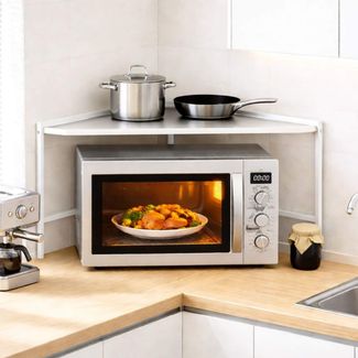 DanDiBo Eckregal Küche Arbeitsplatte Küchenregal 72x72 cm Mikrowellenregal Weiß 2 Stufig 96689 Mikrowellen Regal Ecke