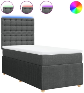 vidaXL Boxspringbett mit Matratze Dunkelgrau 100x200 cm Stoff 3294282
