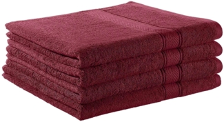 BettwarenShop Handtuch Serie Essential|Duschtuch 4er Pack 70x140 cm| bordeaux